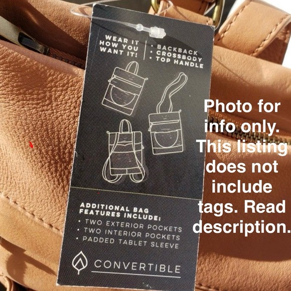 Aspen Tan Leather Convertible Leather Backpack - Picture 12 of 12